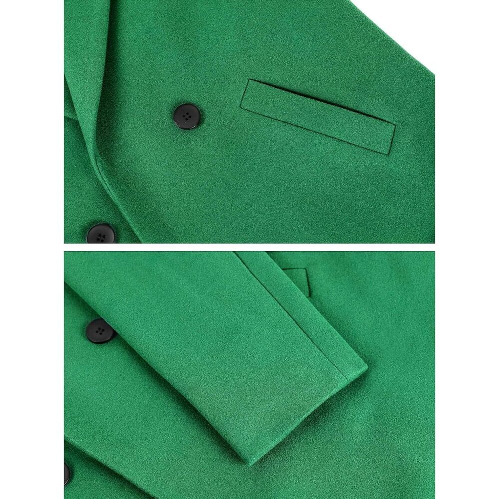 Women's Winter Wool Coat Casual Notch Lapel Single-Breasted Peacoat - Picture 7 of 8